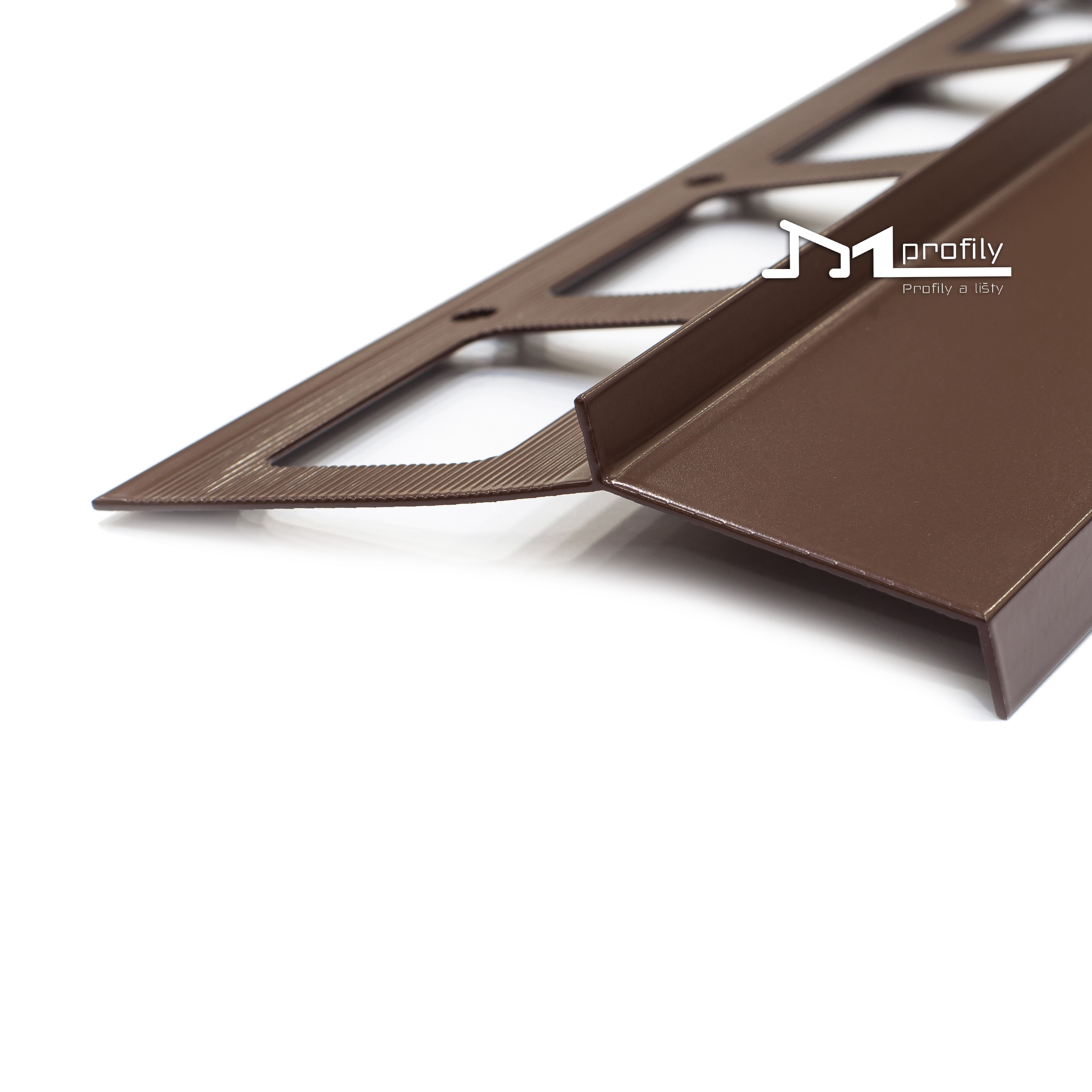 Balkonová lišta Havos s okapničkou, komaxit hnědý, přesah 40 mm, 2.5 m