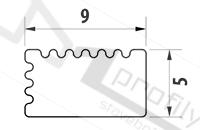 Lišta listela VARIO 5X9 mm, 1 m, elox přírodní kartáčovaný/ vroubkovaný