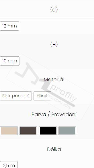 Dilatační lišta, bahama, H 10, a= 12mm / 2.5m hliník