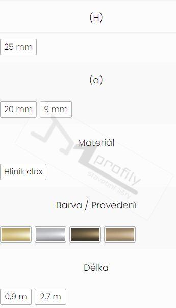 Schodová hrana šroubovací 25x20/2,7m elox přírodní 