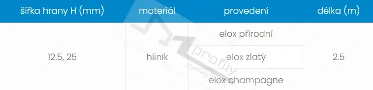 Lišta listela ALEXO 12,5 mm, 2.5 m, elox přírodní