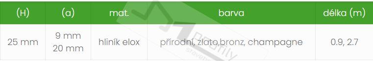 Schodová hrana šroubovací 25x20/2,7m elox přírodní 