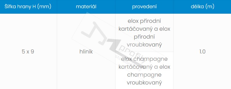 Lišta listela VARIO 5X9 mm, 1 m, elox champagne kartáčovaný/ vroubkovaný