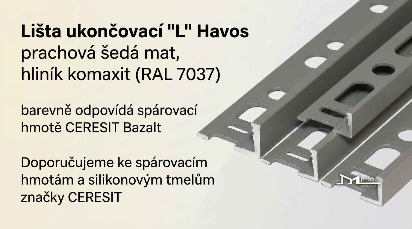 Lišta Havos profil L 11 mm 2,5 m komaxit prachová šedá 